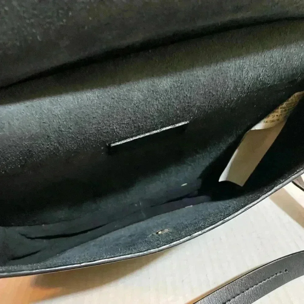Zara Black Saddle Satchel with Gold Accents